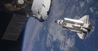 US space shuttle Endeavour on its way back